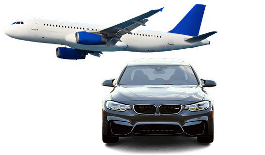 gray car with a plane with transparent background