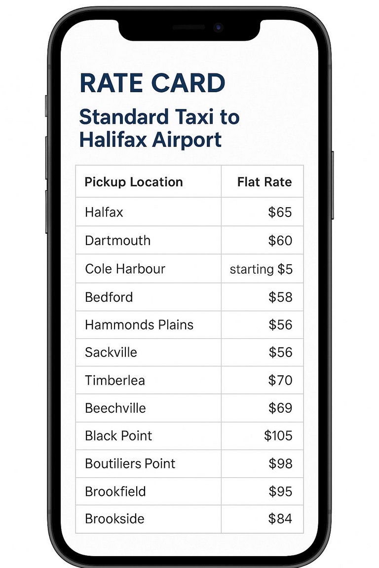 Standard Taxi Rates to Halifax Airport Standard Taxi Rates to Halifax Airport